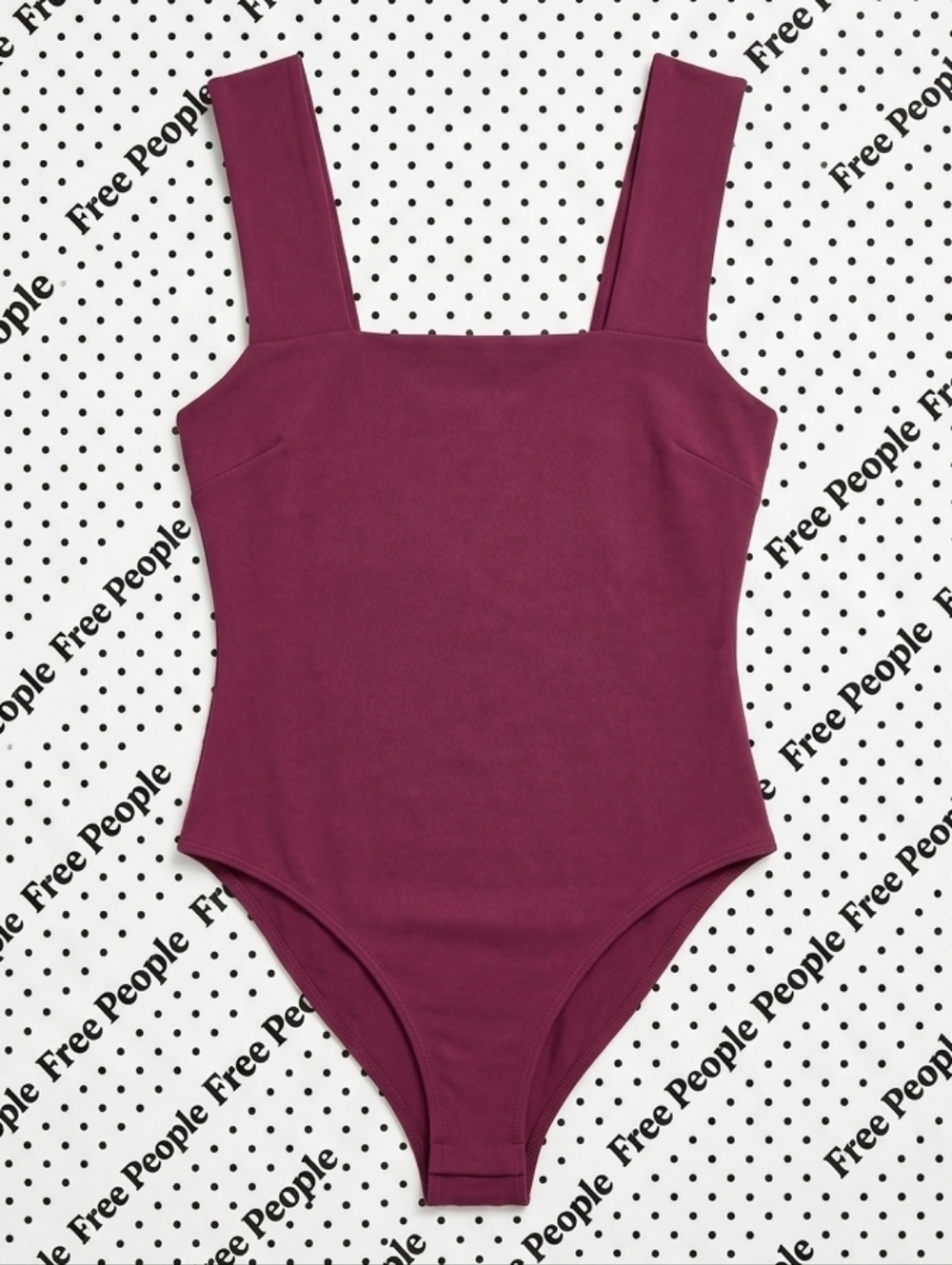 NWT Free People She's So Sleek Bodysuit Raspberry Square Neck Backless